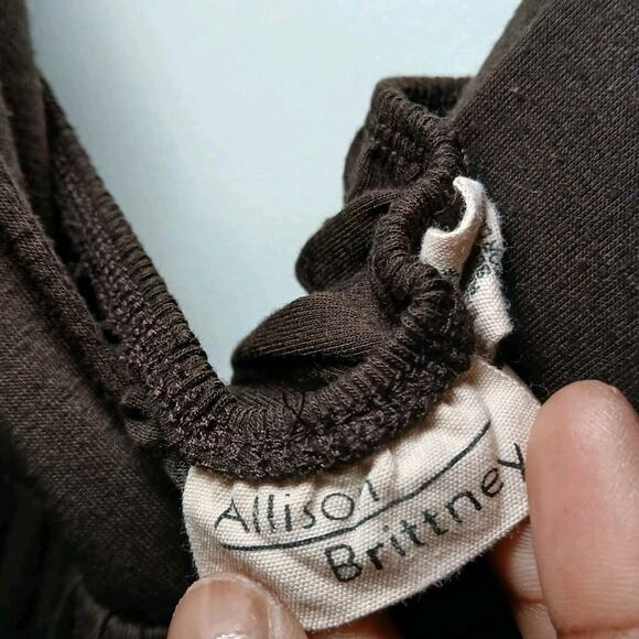 Vtg Allison Brittney Brown Maxi Dress Halter Ring Sleeveless Empire Waist Size M - Picture 4 of 8